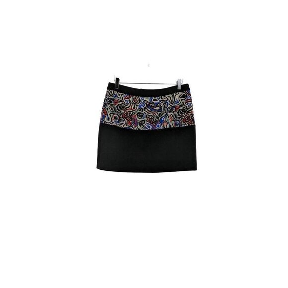 Balenciaga Paris Women Black Pencil Cut Abstract Print Mini Skirt Size 44 - Picture 8 of 12